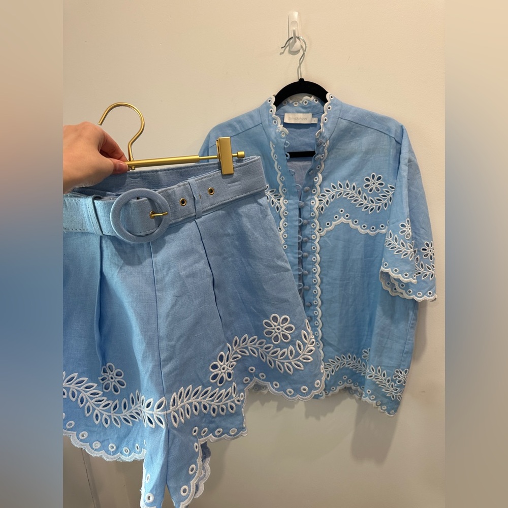 imitation size 1 Blue Eyelet Embroidered Set - Picture 4 of 17